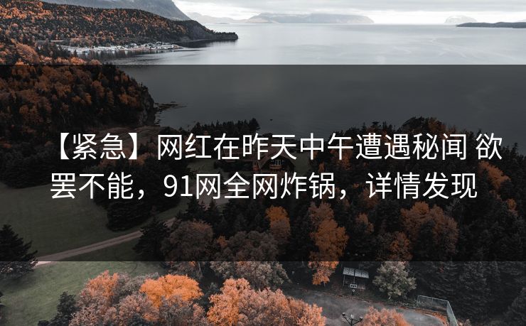 【紧急】网红在昨天中午遭遇秘闻 欲罢不能，91网全网炸锅，详情发现