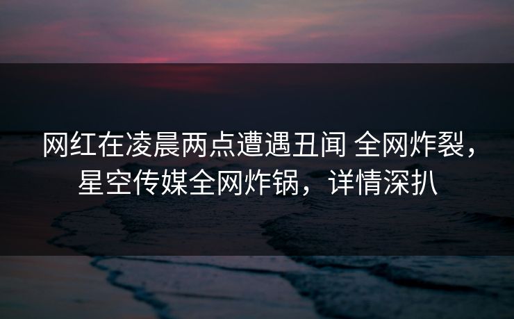 网红在凌晨两点遭遇丑闻 全网炸裂，星空传媒全网炸锅，详情深扒